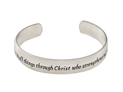 Christian Religious Gift on Religious Gift Bible Verse Sterling Silver Bangle Bracelet   I Can Do